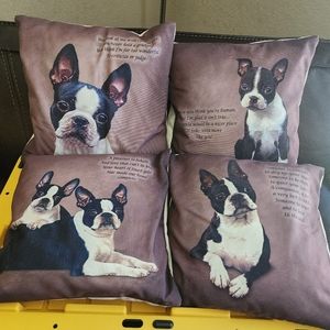 HTF Danbury Mint Boston Terrier Throw Pillow Set